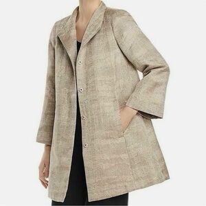 Eileen Fisher Enigma Jacquard Taupe Button Up Jacket